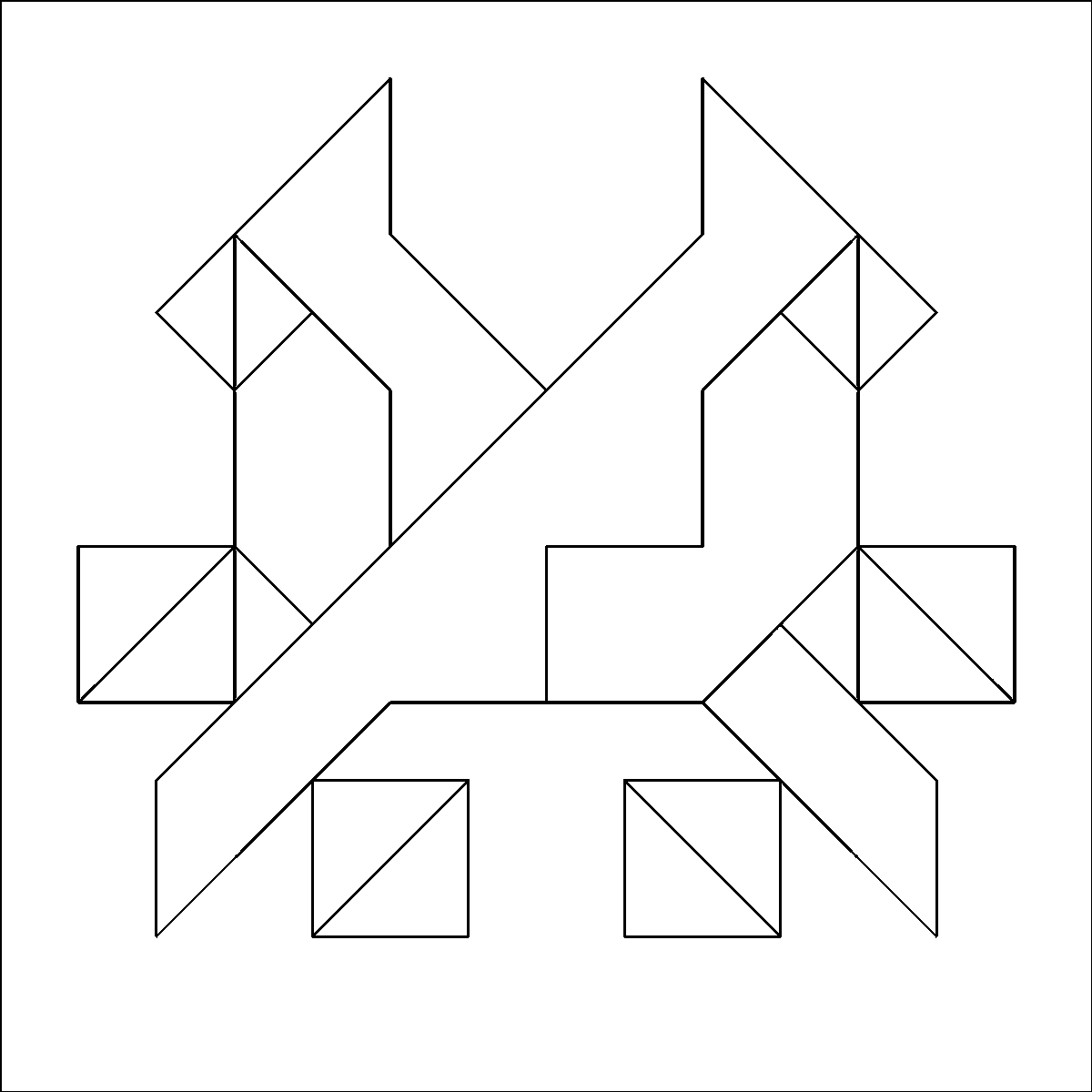 Pattern 100, Four Blossoms barn quilt pattern thumbnail